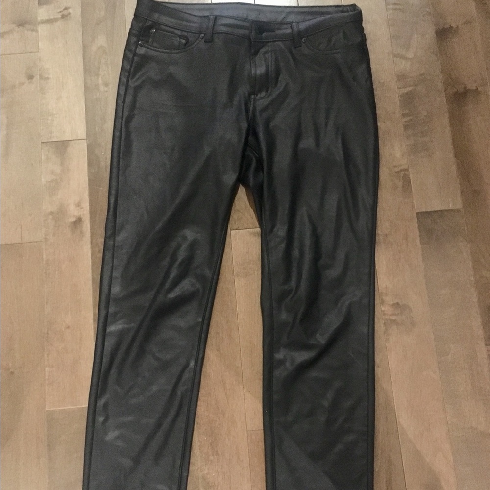 Black faux leather pants